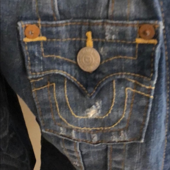 True Religion distressed Jean jacket w innerhoodie - Picture 2 of 14